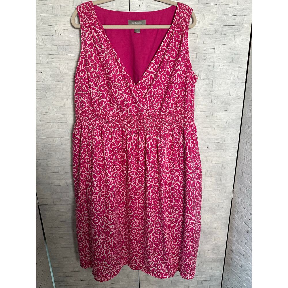 Liz Claiborne women's 100% cotton dress pink white floral bohemian plus size
